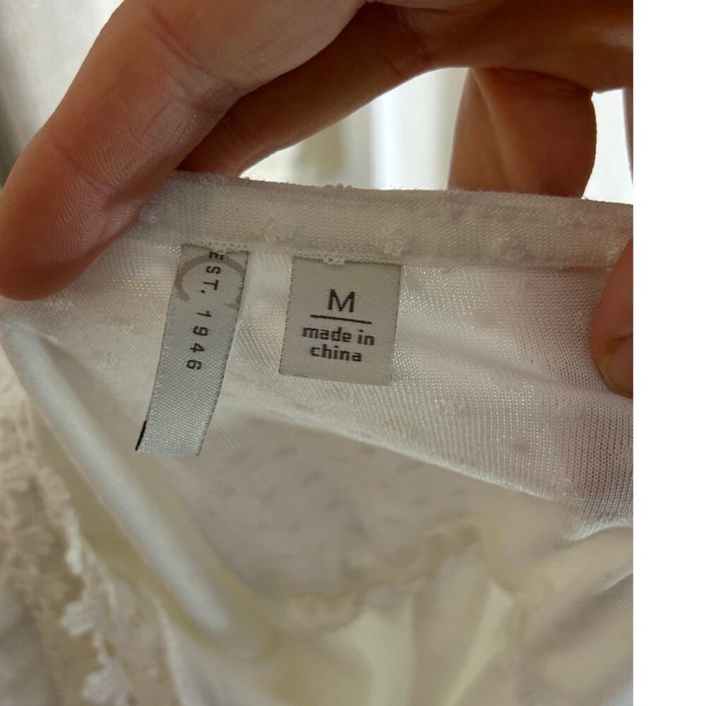 Cato Women's Size M White Swiss Dot Lace Trim Babydoll Tank #0484 - Picture 6 of 10